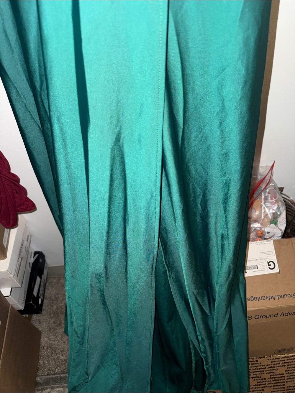 Emerald Green Strapless Maxi Evening Dress - Picture 3 of 7